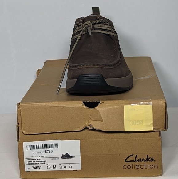 NEW Clarks Mens Wellman Leather Moc Oxford Dark Brown sz 13 - Picture 4 of 4